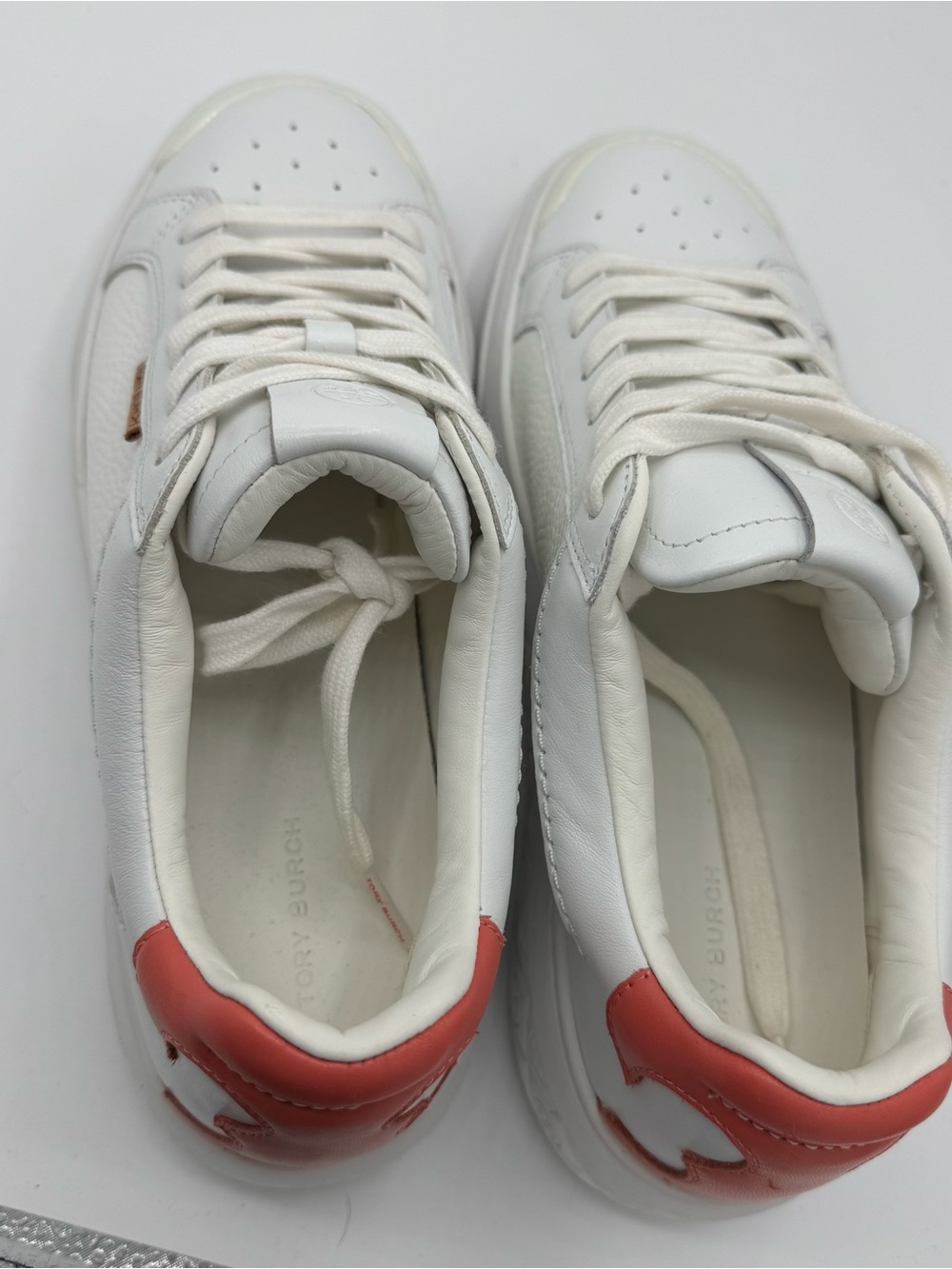 Tory Burch Ladybug Platform Sneakers Titanium‎ White/Washed Berry size 9.5 luxe - Picture 6 of 9